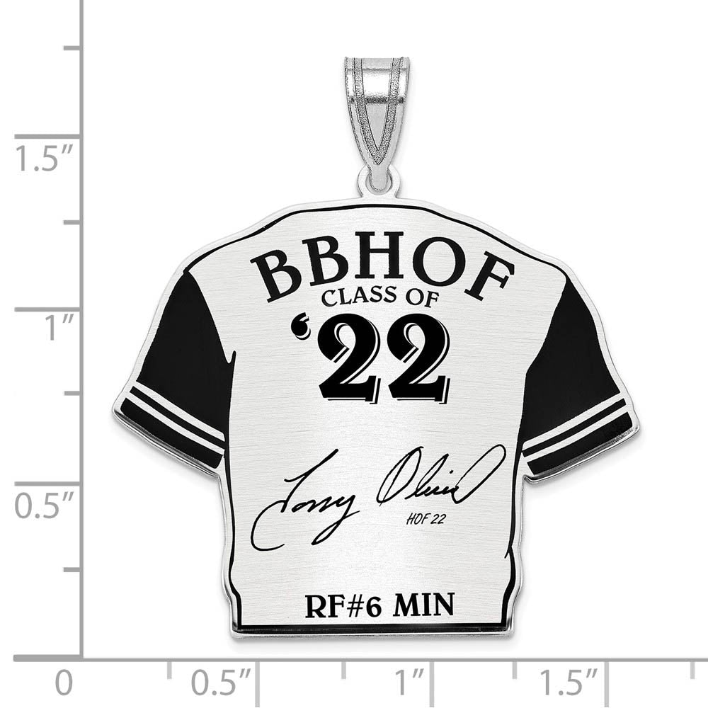 Alternate view of the Sterling Silver Tony Oliva Signature Enamel Jersey Pendant by The Black Bow Jewelry Co.