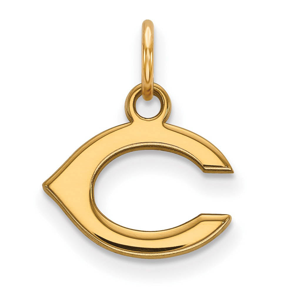 14K Gold Plated Silver MLB Cincinnati Reds XS (Tiny) Letter C Charm, Item P31726 by The Black Bow Jewelry Co.