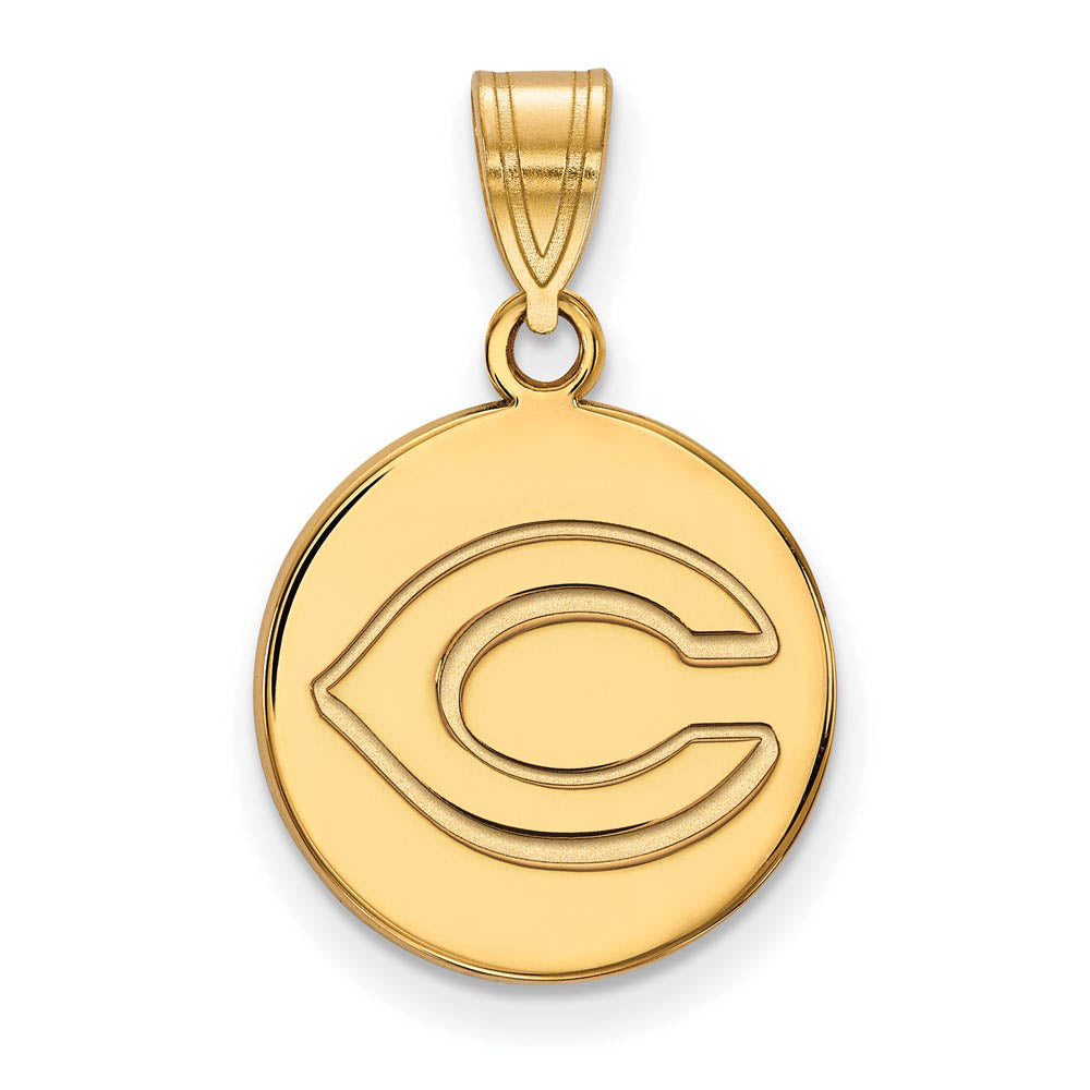 14K Gold Plated Silver MLB Cincinnati Reds MD Disc Pendant, Item P31728 by The Black Bow Jewelry Co.