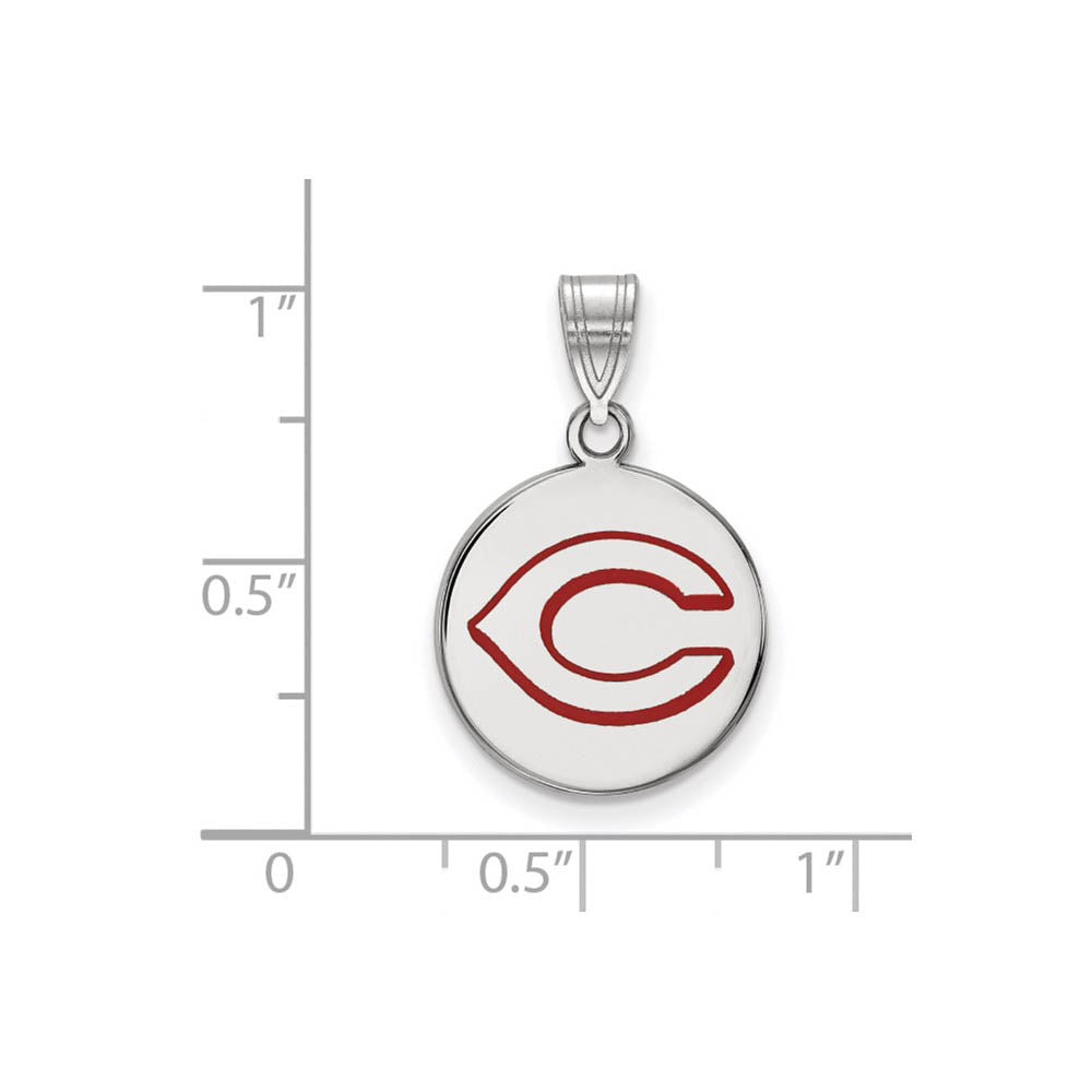 Alternate view of the Sterling Silver MLB Cincinnati Reds Medium Enamel Disc Pendant by The Black Bow Jewelry Co.