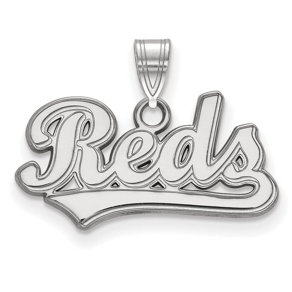Sterling Silver MLB Cincinnati Reds Script Small Pendant, Item P31742 by The Black Bow Jewelry Co.