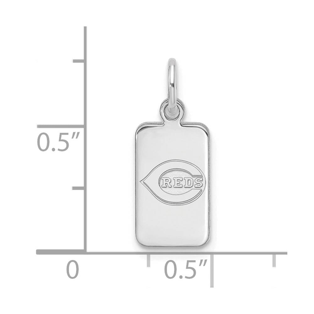Alternate view of the Sterling Silver MLB Cincinnati Reds XS (Tiny) Tag Charm by The Black Bow Jewelry Co.