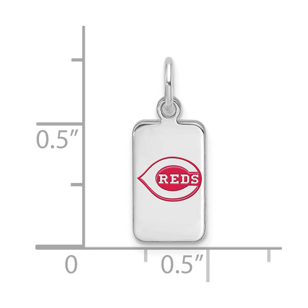 Alternate view of the Sterling Silver MLB Cincinnati Reds XS (Tiny) Enamel Tag Charm by The Black Bow Jewelry Co.