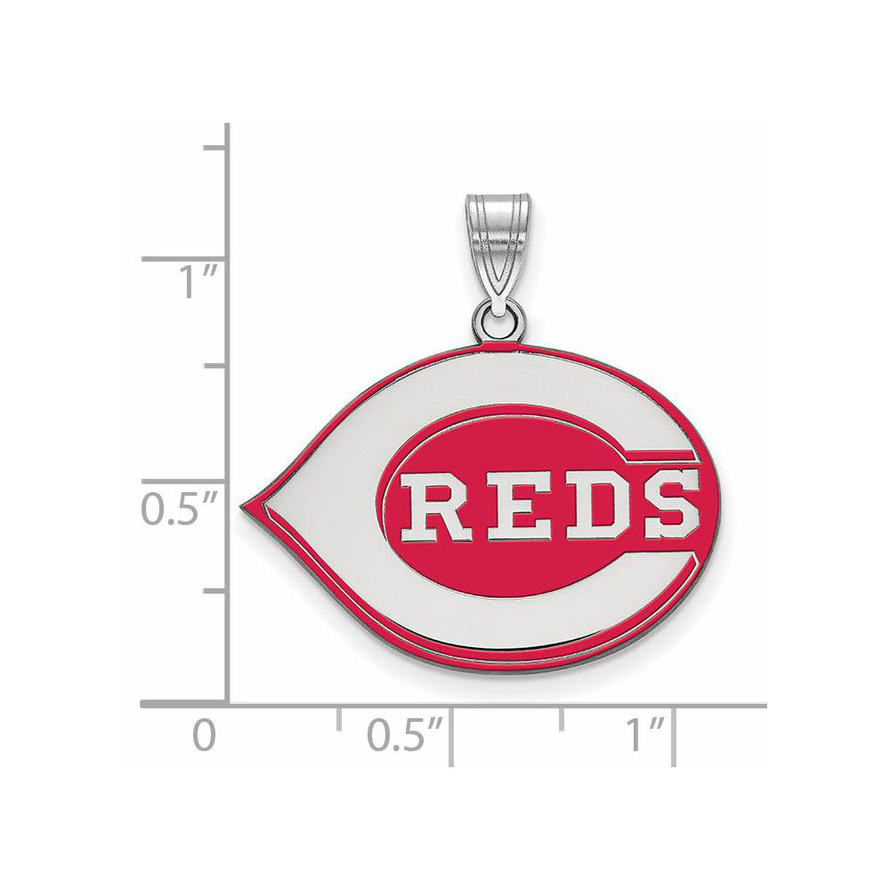 Alternate view of the Sterling Silver MLB Cincinnati Reds Large Enamel Pendant by The Black Bow Jewelry Co.