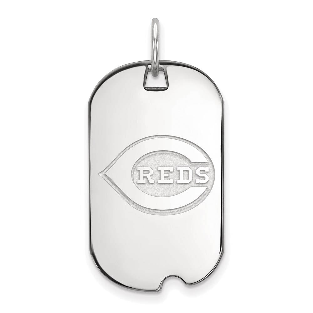 Sterling Silver MLB Cincinnati Reds Small Dog Tag Pendant, Item P31749 by The Black Bow Jewelry Co.