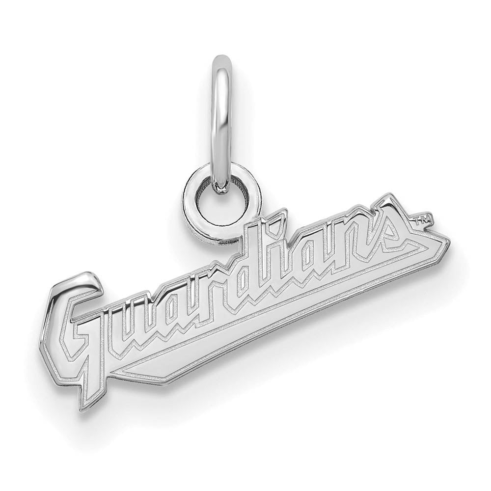 10K White Gold MLB Cleveland Guardians XS Script Charm, Item P31758 by The Black Bow Jewelry Co.