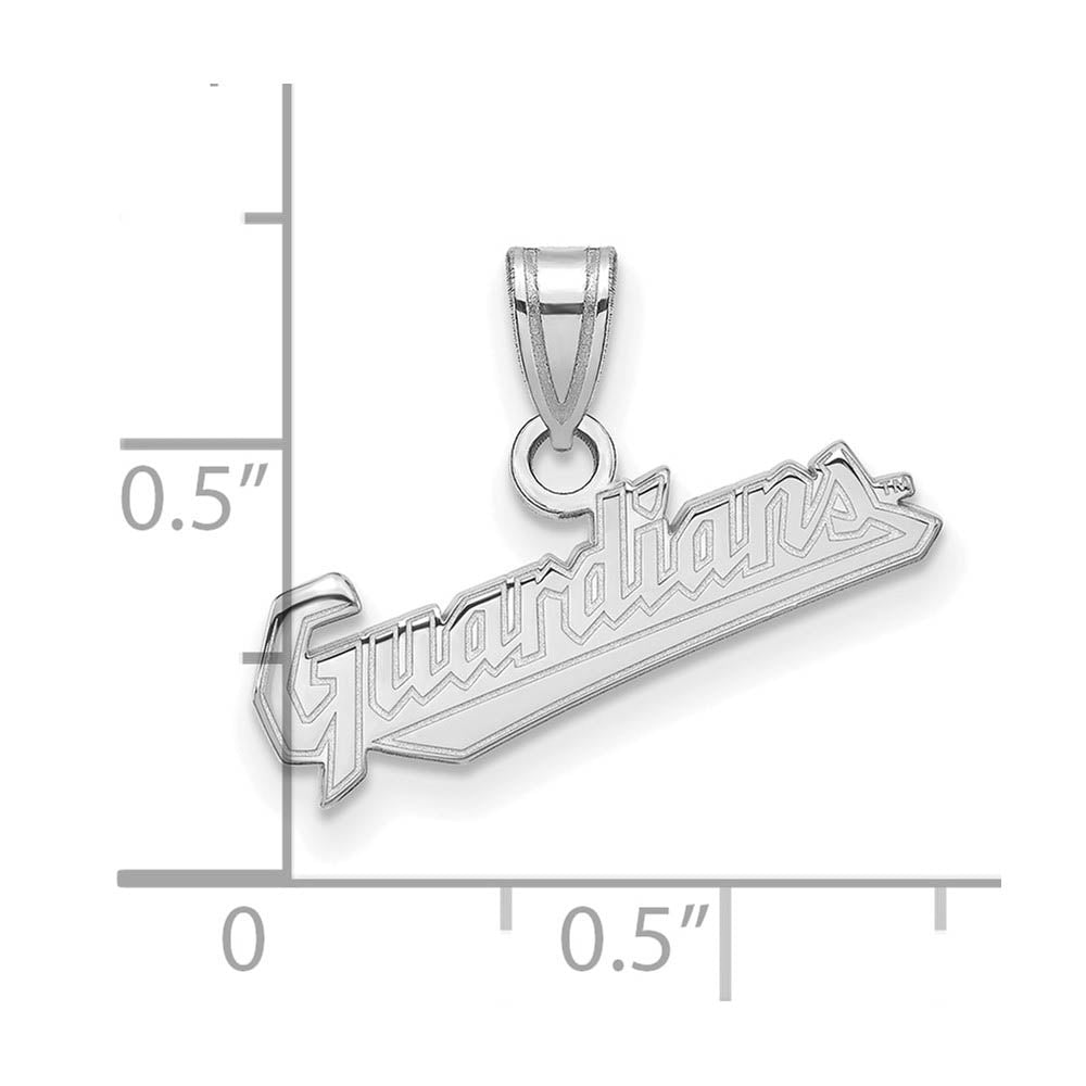 Alternate view of the 10K White Gold MLB Cleveland Guardians Small Script Pendant by The Black Bow Jewelry Co.