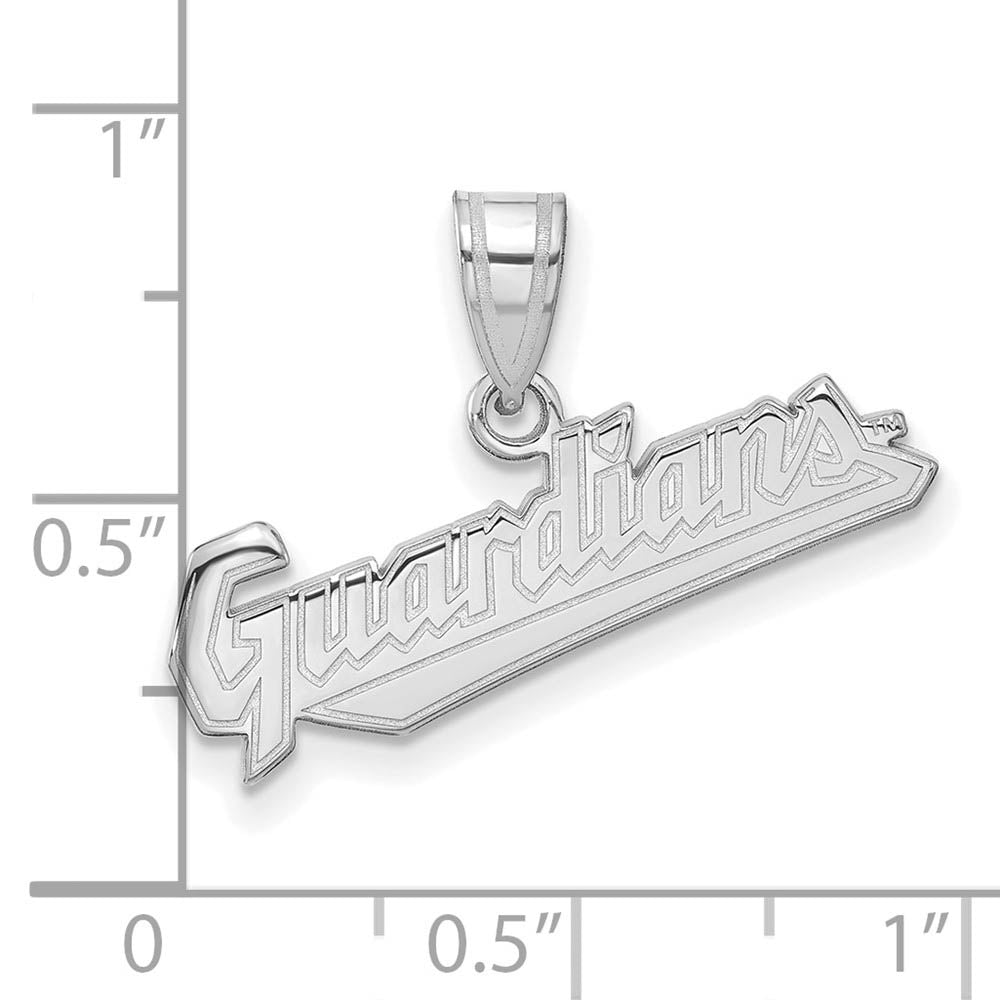 Alternate view of the 10K White Gold MLB Cleveland Guardians Medium Script Pendant by The Black Bow Jewelry Co.