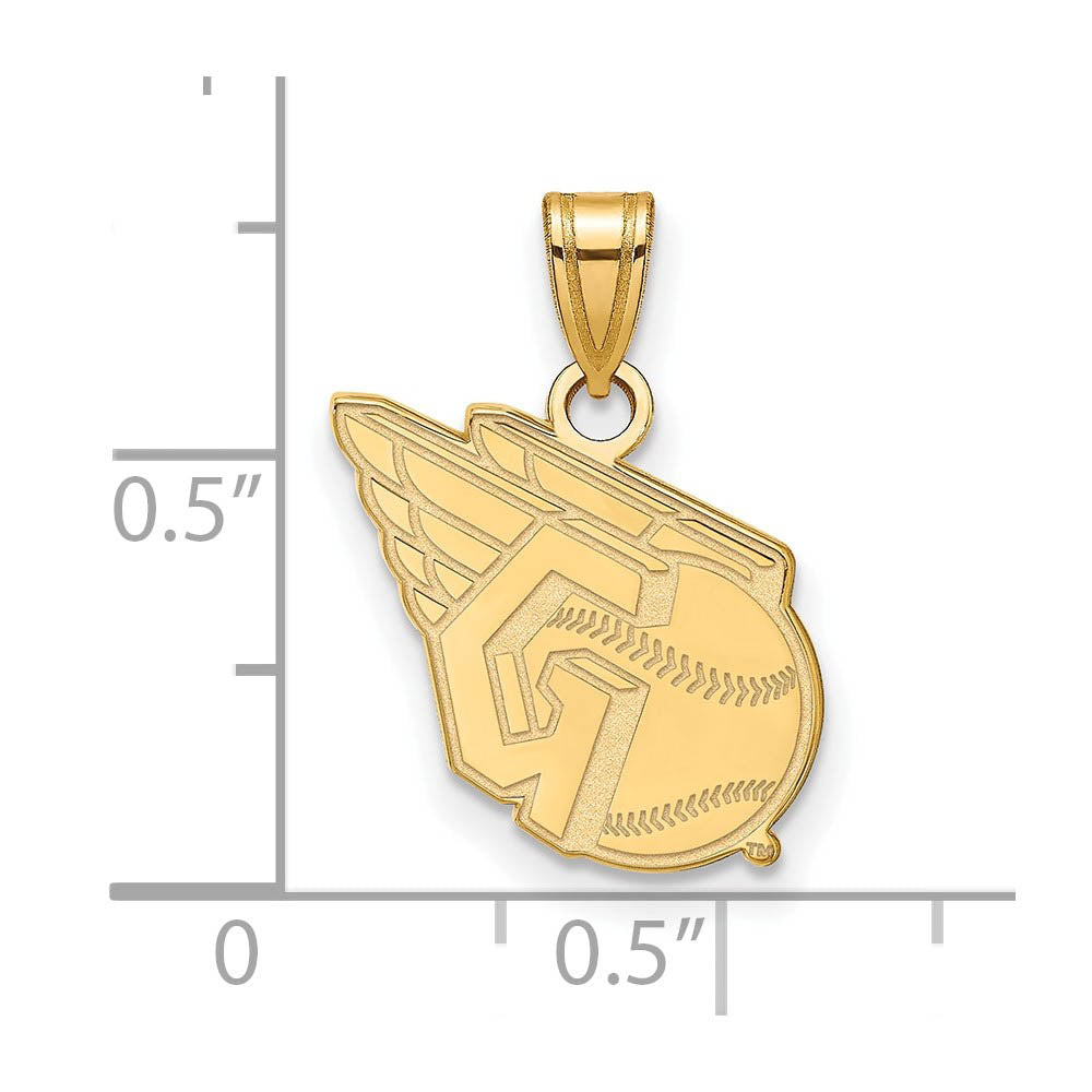 Alternate view of the 10K Yellow Gold MLB Cleveland Guardians Logo Small Pendant by The Black Bow Jewelry Co.