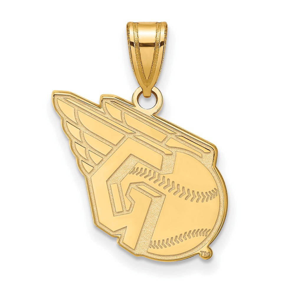 10K Yellow Gold MLB Cleveland Guardians Logo Medium Pendant, Item P31764 by The Black Bow Jewelry Co.