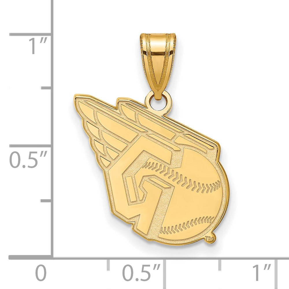 Alternate view of the 10K Yellow Gold MLB Cleveland Guardians Logo Medium Pendant by The Black Bow Jewelry Co.