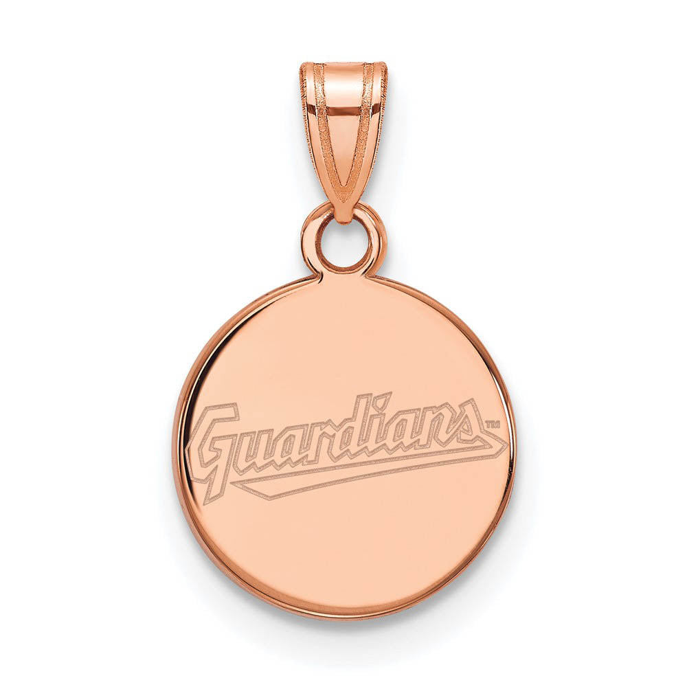 14K Rose Gold MLB Cleveland Guardians Small Script Disc Pendant, Item P31774 by The Black Bow Jewelry Co.