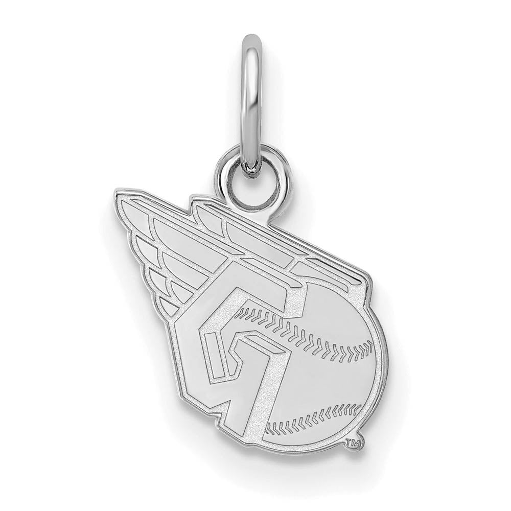 14K White Gold MLB Cleveland Guardians Logo XS (Tiny) Charm, Item P31775 by The Black Bow Jewelry Co.