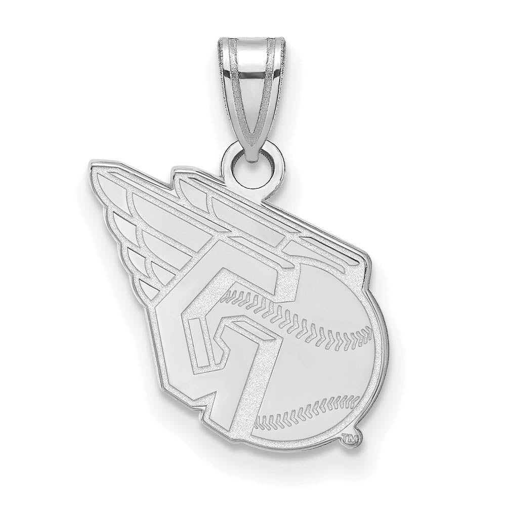 14K White Gold MLB Cleveland Guardians Logo Small Pendant, Item P31776 by The Black Bow Jewelry Co.
