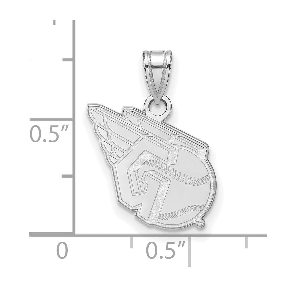 Alternate view of the 14K White Gold MLB Cleveland Guardians Logo Small Pendant by The Black Bow Jewelry Co.
