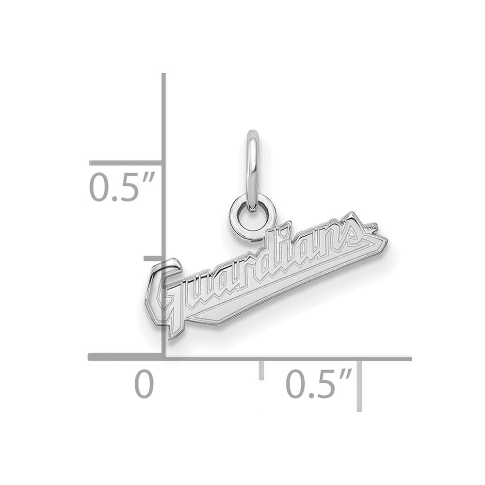 Alternate view of the 14K White Gold MLB Cleveland Guardians XS Script Charm by The Black Bow Jewelry Co.
