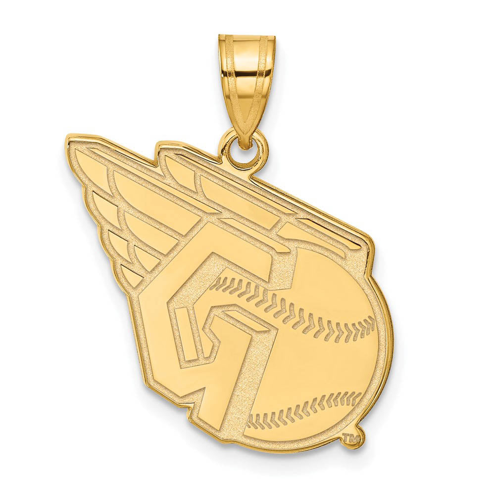 14K Yellow Gold MLB Cleveland Guardians Logo Large Pendant, Item P31790 by The Black Bow Jewelry Co.