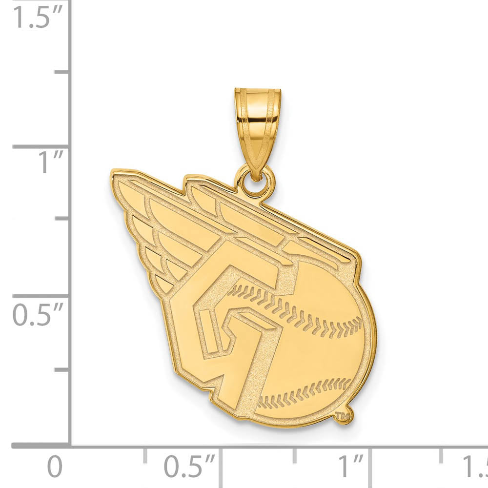 Alternate view of the 14K Yellow Gold MLB Cleveland Guardians Logo Large Pendant by The Black Bow Jewelry Co.