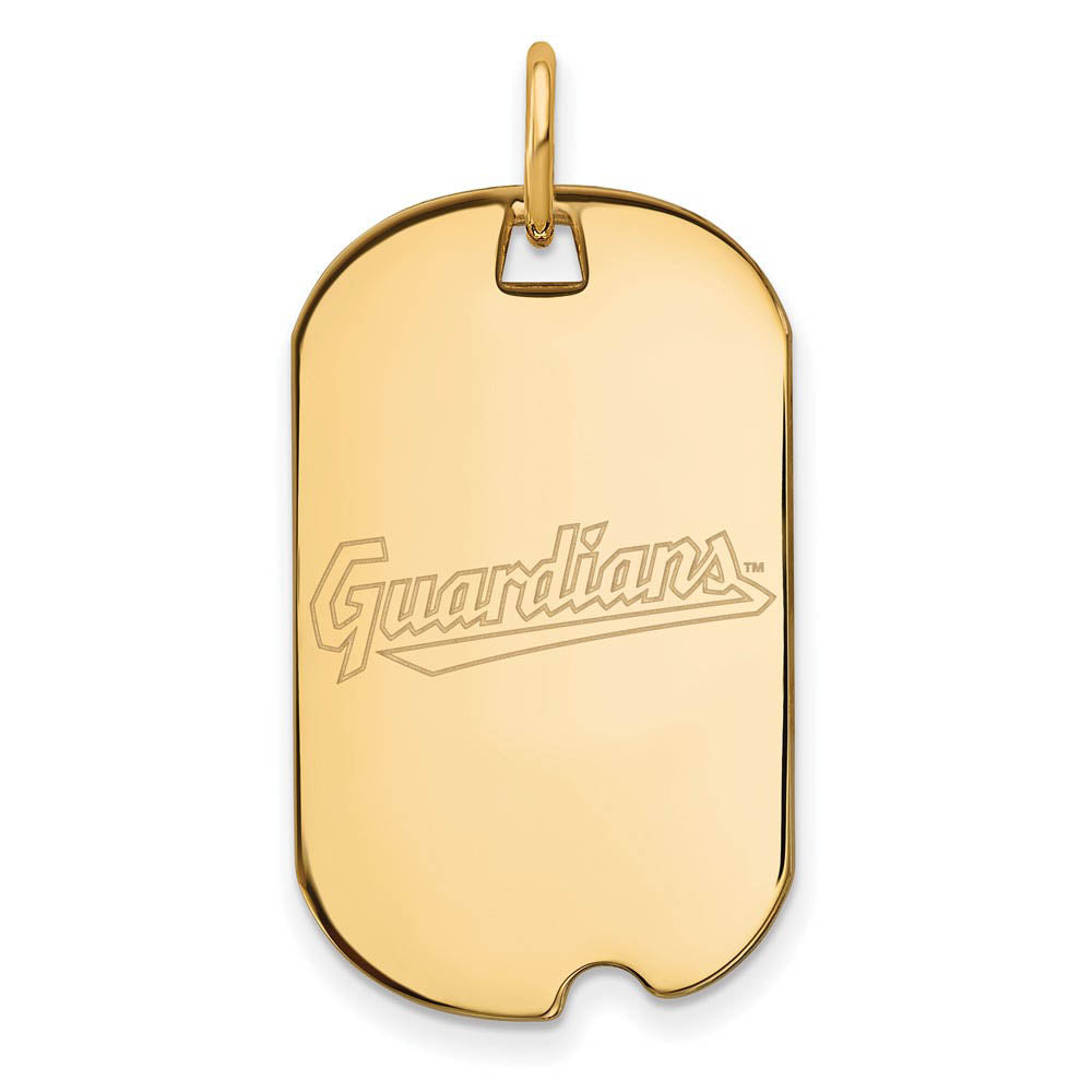 14K Yellow Gold MLB Cleveland Guardians Small Dog Tag Pendant, Item P31794 by The Black Bow Jewelry Co.