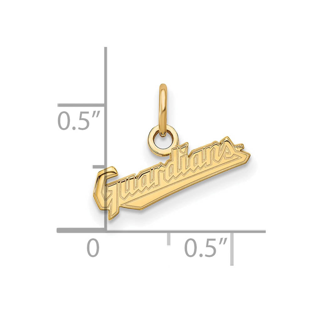 Alternate view of the 14K Gold Plated Silver MLB Cleveland Guardians XS Script Pendant by The Black Bow Jewelry Co.