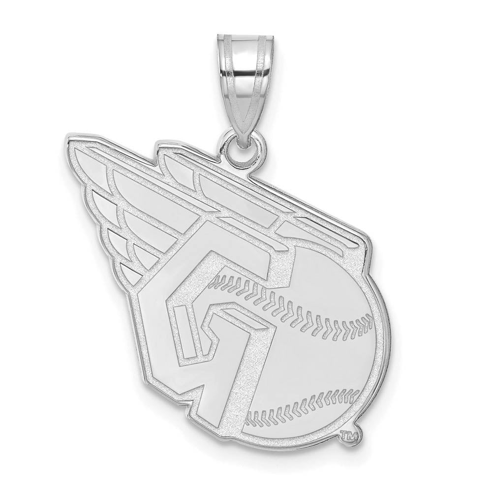 Sterling Silver MLB Cleveland Guardians Logo Large Pendant, Item P31807 by The Black Bow Jewelry Co.