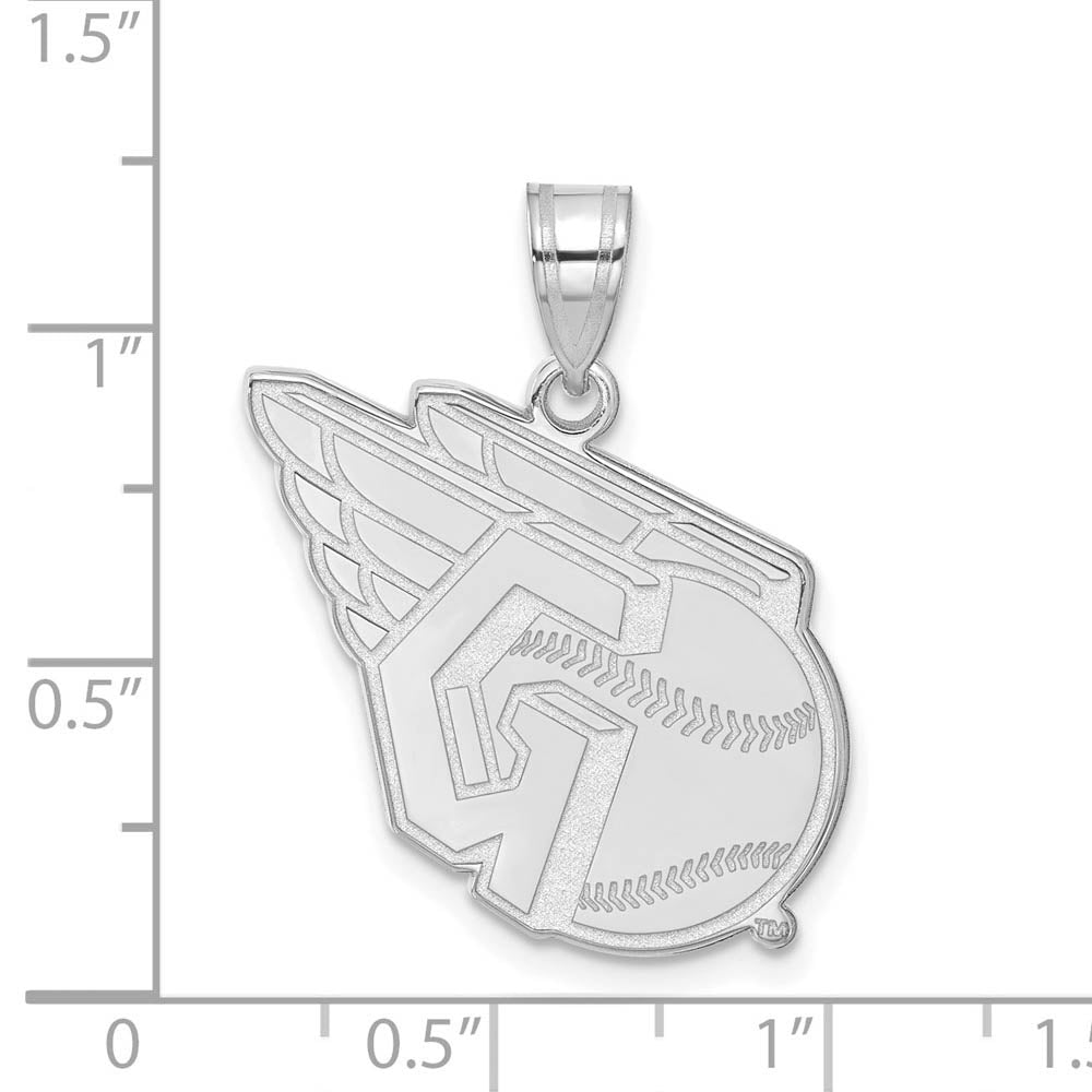 Alternate view of the Sterling Silver MLB Cleveland Guardians Logo Large Pendant by The Black Bow Jewelry Co.