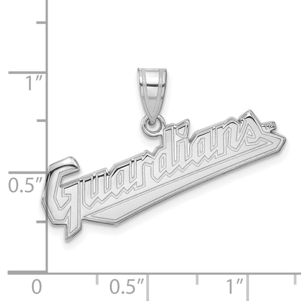 Alternate view of the Sterling Silver MLB Cleveland Guardians Large Script Pendant by The Black Bow Jewelry Co.