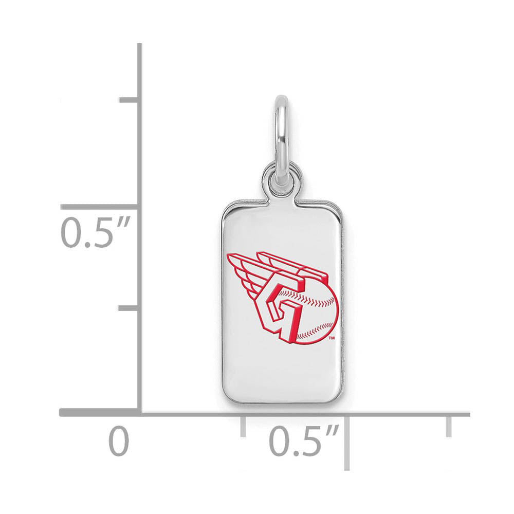 Alternate view of the Sterling Silver MLB Cleveland Guardians XS (Tiny) Enamel Tag Charm by The Black Bow Jewelry Co.
