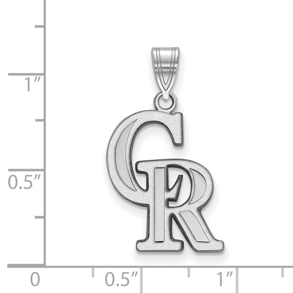Alternate view of the 10K White Gold MLB Colorado Rockies C-R Large Pendant by The Black Bow Jewelry Co.