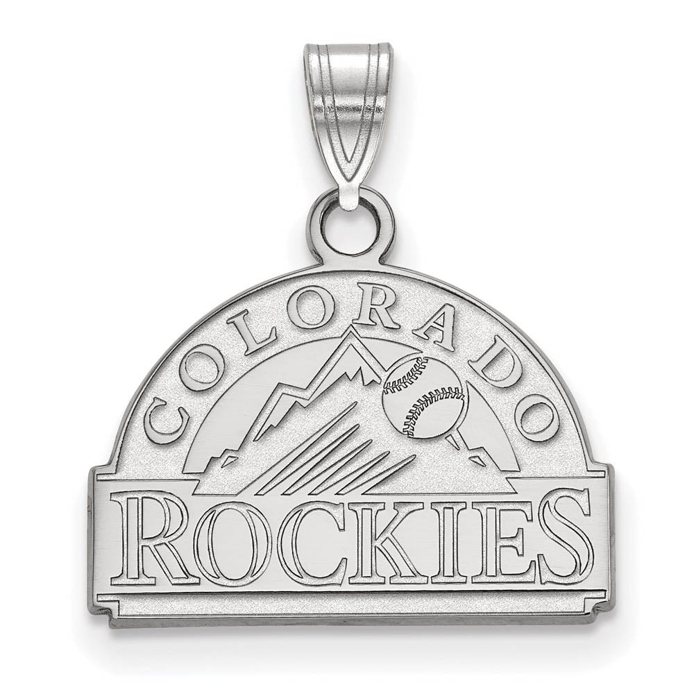 10K White Gold MLB Colorado Rockies Small Pendant, Item P31825 by The Black Bow Jewelry Co.