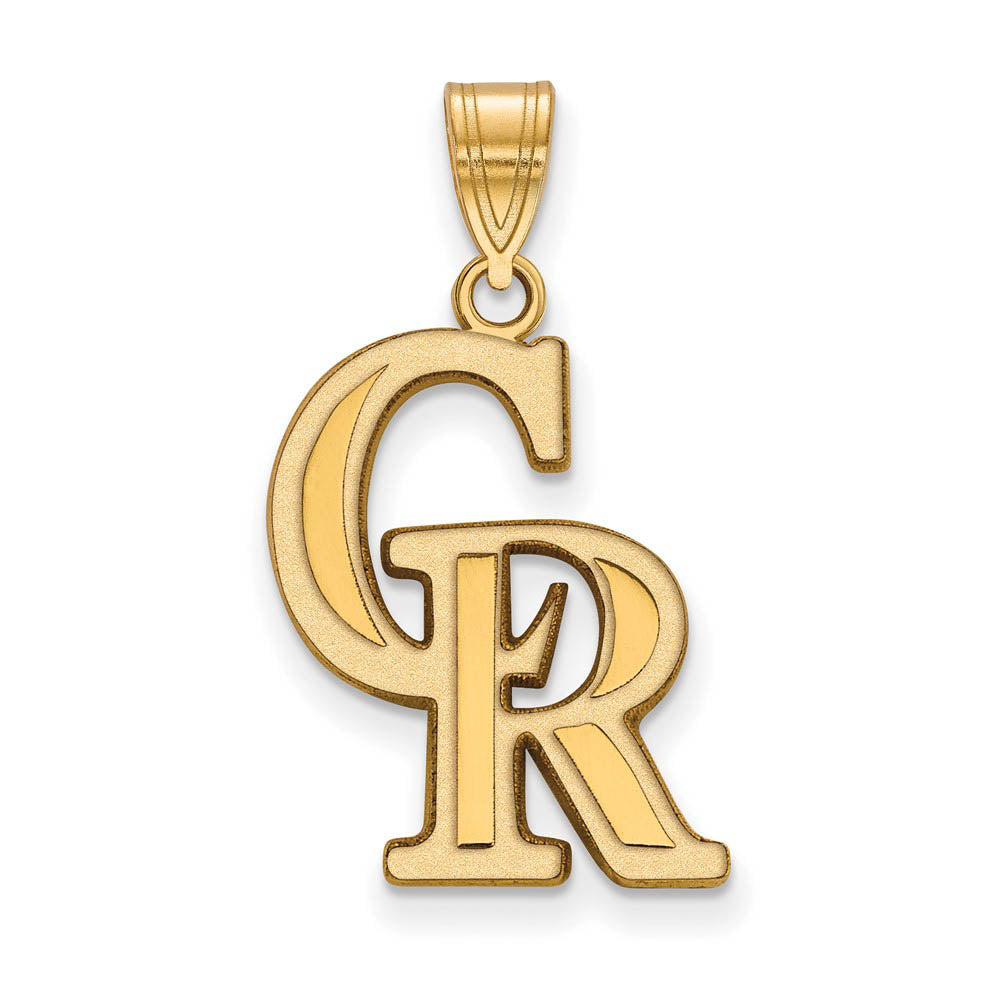 10K Yellow Gold MLB Colorado Rockies C-R Large Pendant, Item P31831 by The Black Bow Jewelry Co.