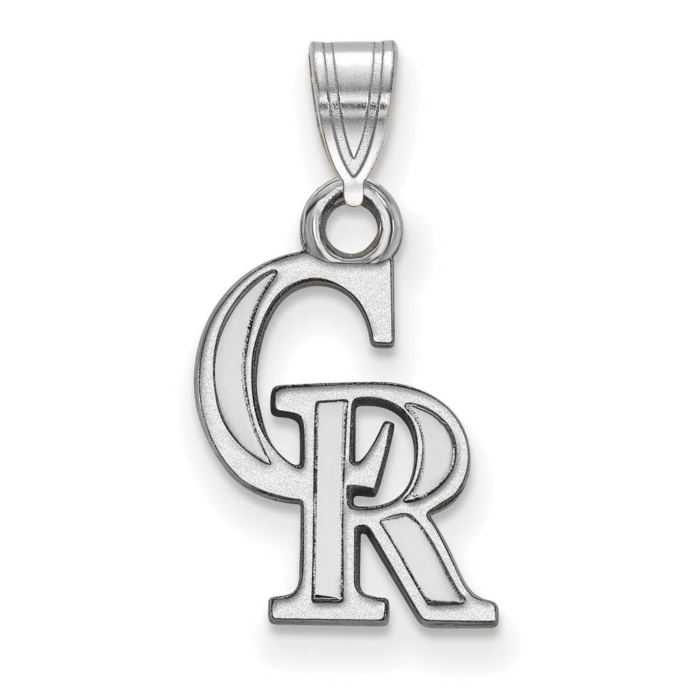 14K White Gold MLB Colorado Rockies C-R Small Pendant, Item P31837 by The Black Bow Jewelry Co.