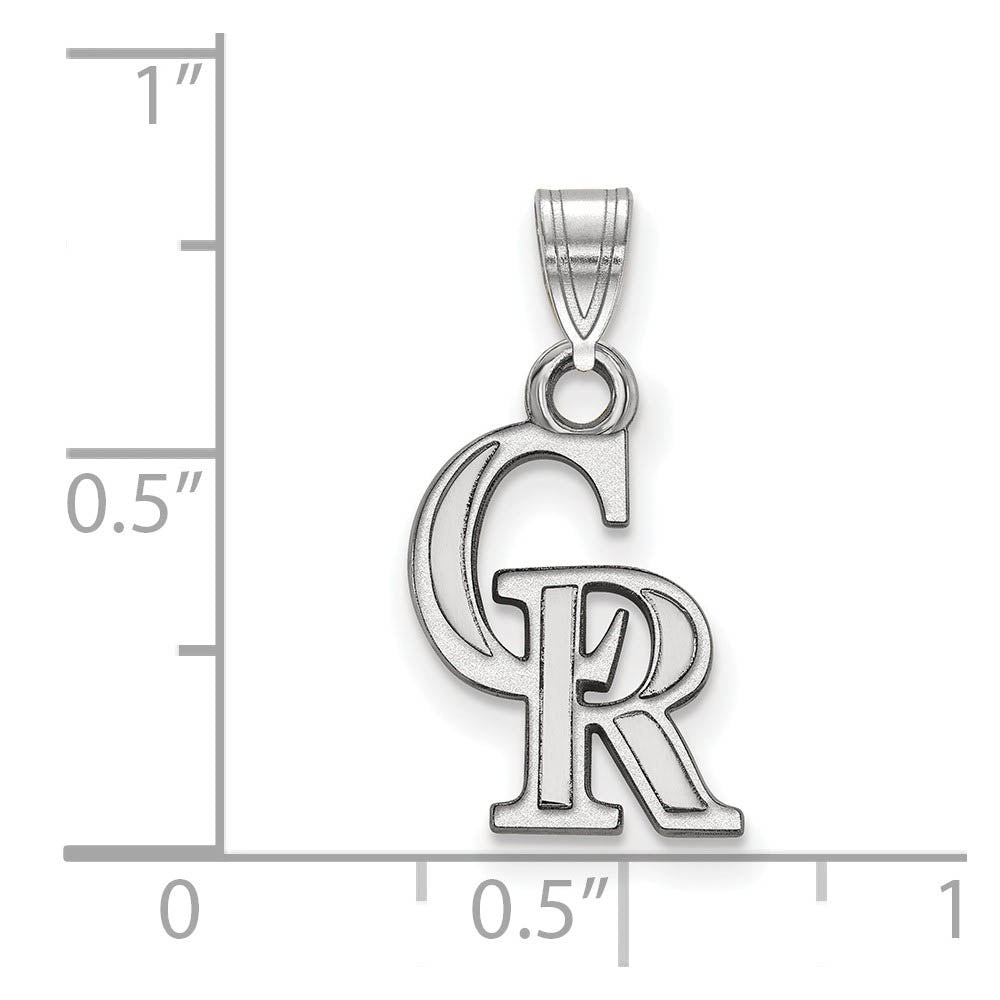 Alternate view of the 14K White Gold MLB Colorado Rockies C-R Small Pendant by The Black Bow Jewelry Co.
