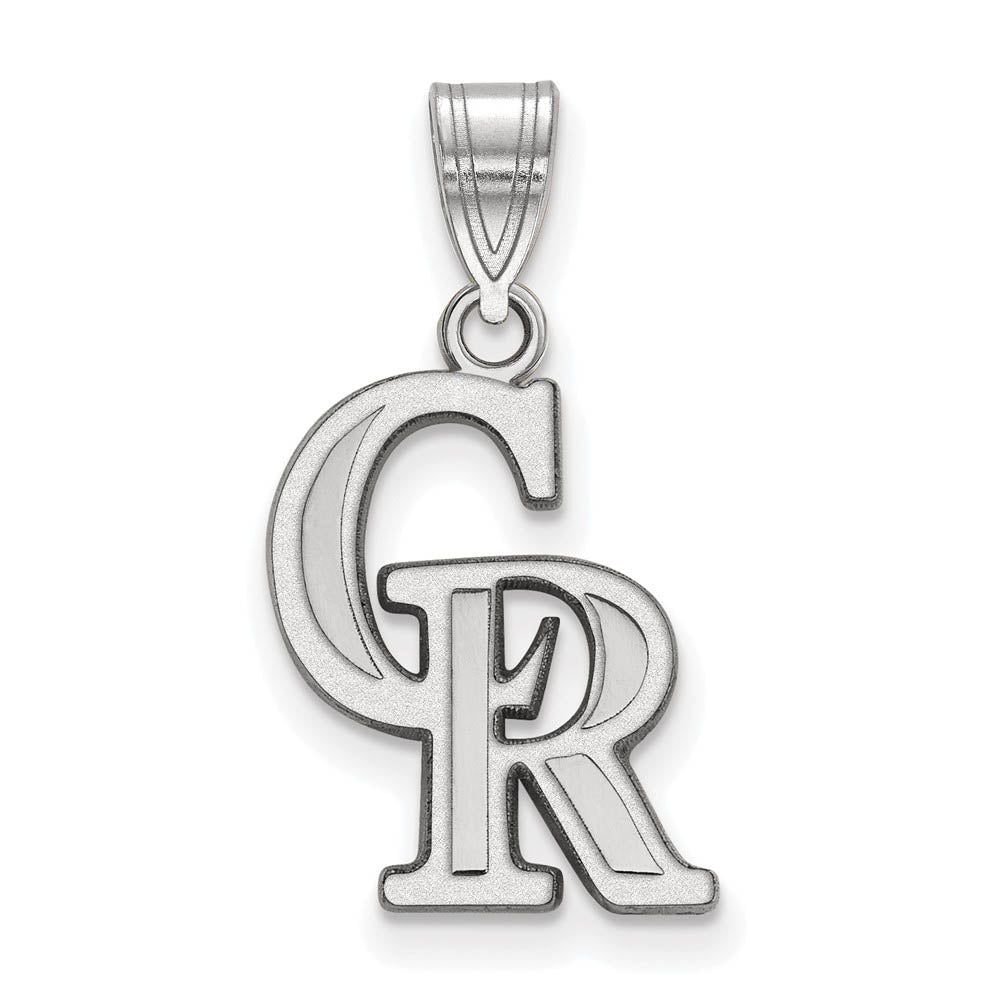 14K White Gold MLB Colorado Rockies C-R Medium Pendant, Item P31838 by The Black Bow Jewelry Co.
