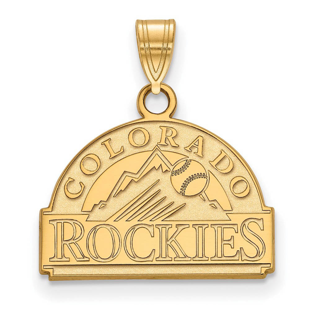 14K Gold Plated Silver MLB Colorado Rockies Small Pendant, Item P31858 by The Black Bow Jewelry Co.