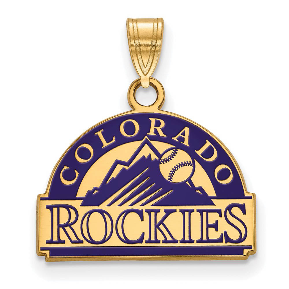 14K Gold Plated Silver MLB Colorado Rockies SM Enamel Pendant, Item P31859 by The Black Bow Jewelry Co.