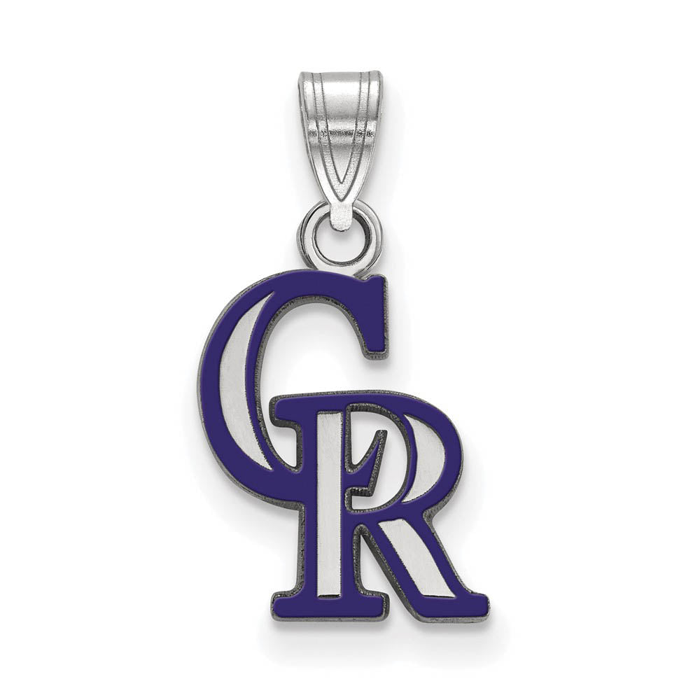 Sterling Silver MLB Colorado Rockies SM Enamel C-R Pendant, Item P31868 by The Black Bow Jewelry Co.