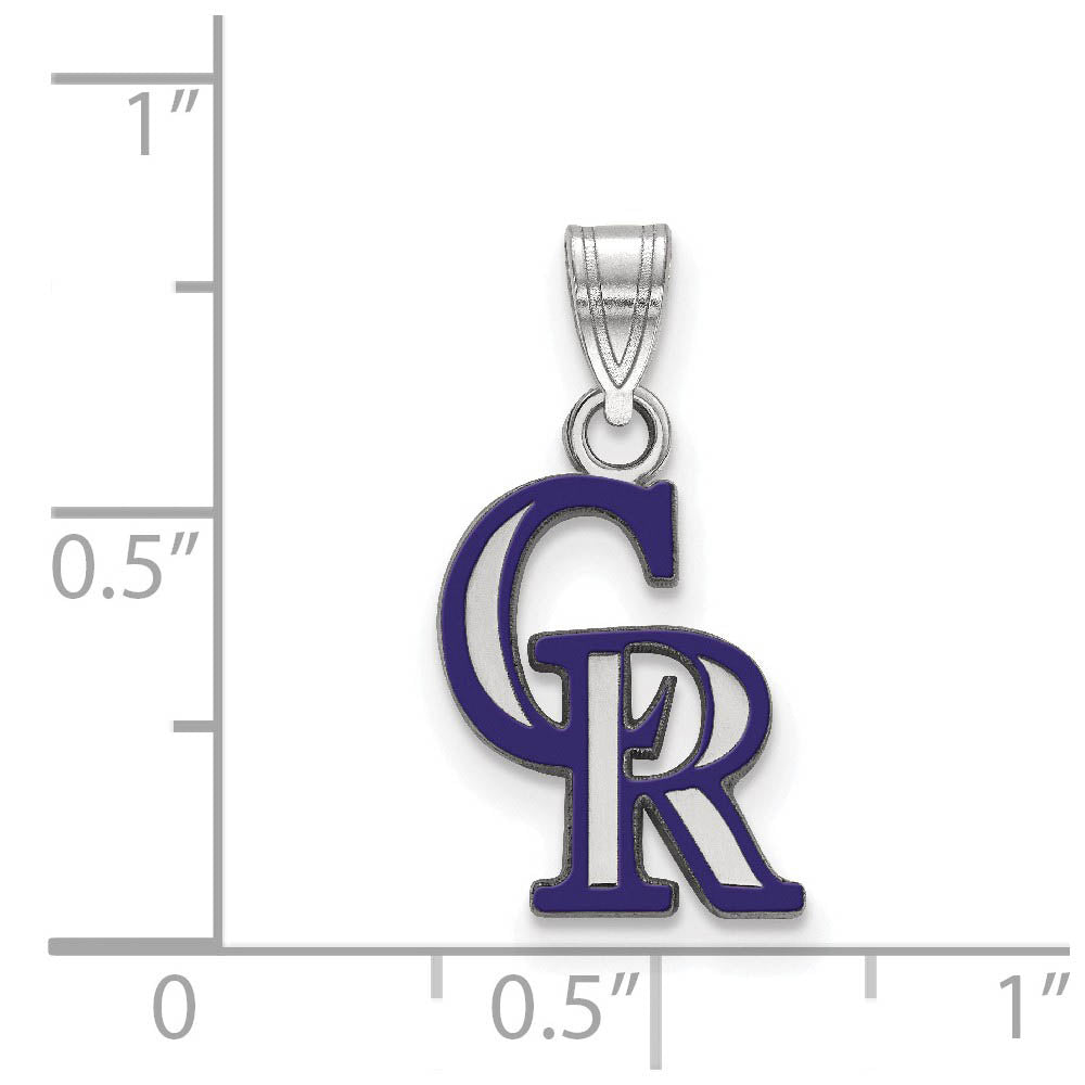 Alternate view of the Sterling Silver MLB Colorado Rockies SM Enamel C-R Pendant by The Black Bow Jewelry Co.
