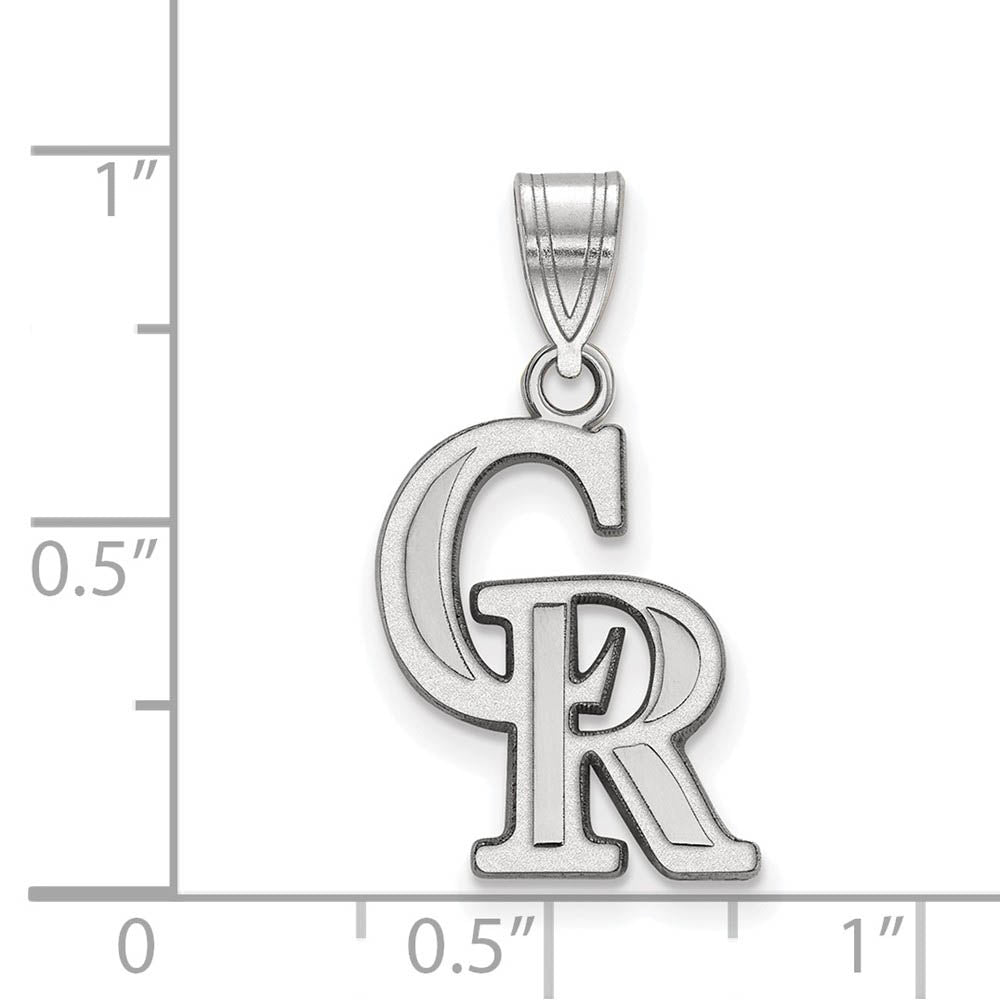 Alternate view of the Sterling Silver MLB Colorado Rockies C-R Medium Pendant by The Black Bow Jewelry Co.