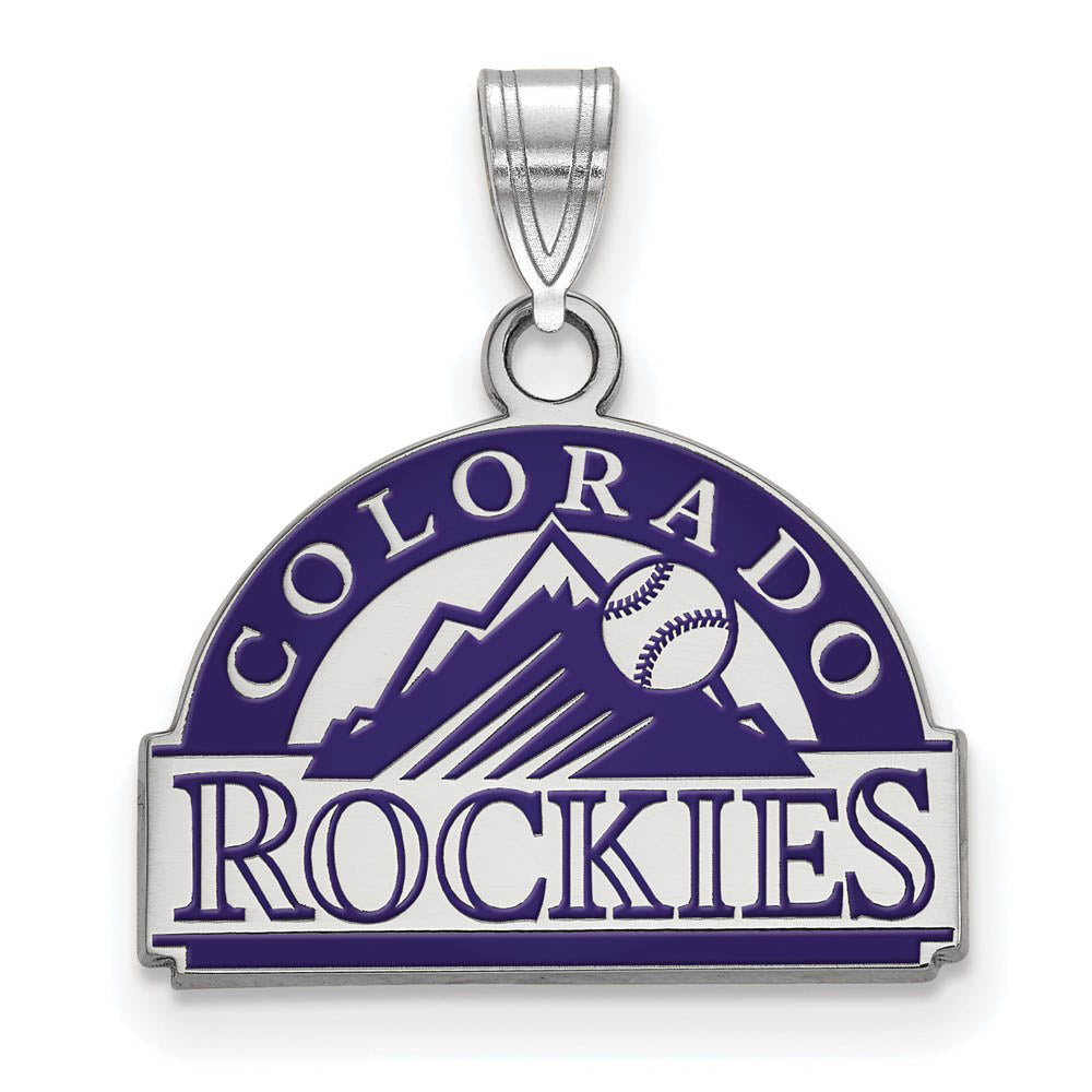 Sterling Silver MLB Colorado Rockies SM Enamel Pendant, Item P31873 by The Black Bow Jewelry Co.