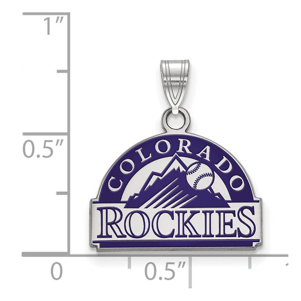 Alternate view of the Sterling Silver MLB Colorado Rockies SM Enamel Pendant by The Black Bow Jewelry Co.