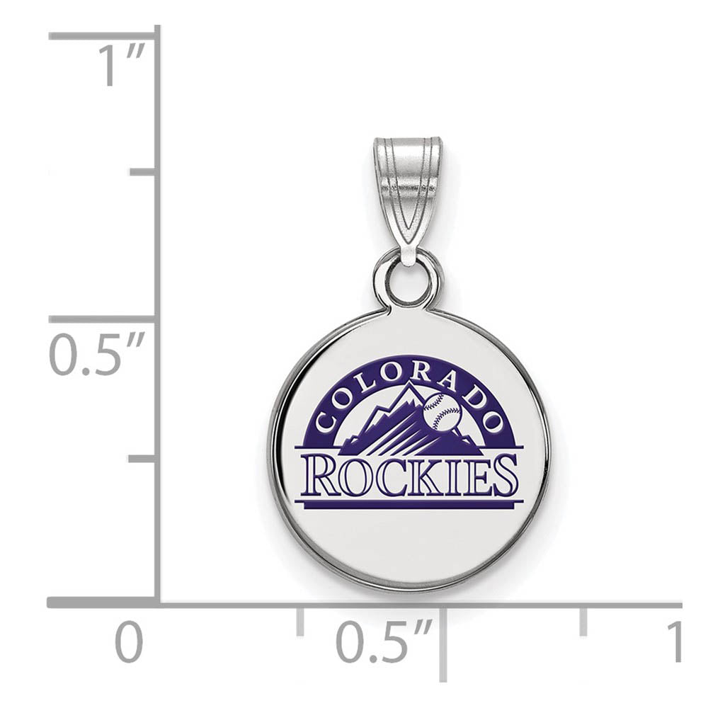 Alternate view of the Sterling Silver MLB Colorado Rockies SM Enamel Disc Pendant by The Black Bow Jewelry Co.