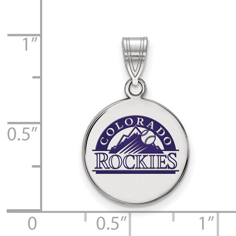 Alternate view of the Sterling Silver MLB Colorado Rockies MD Enamel Disc Pendant by The Black Bow Jewelry Co.