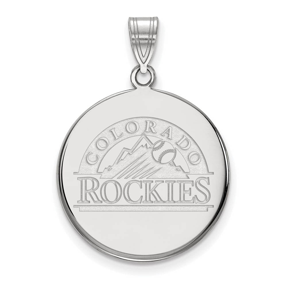 Sterling Silver MLB Colorado Rockies Large Disc Pendant, Item P31878 by The Black Bow Jewelry Co.