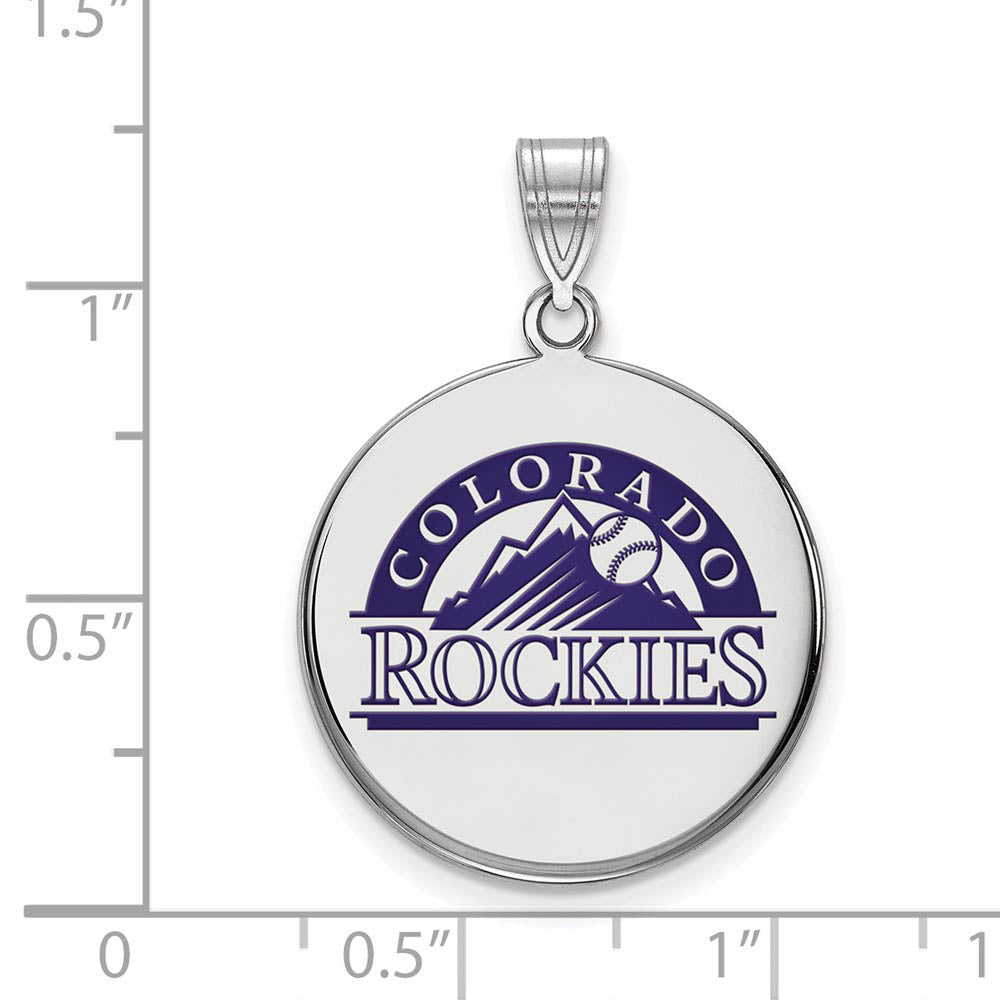 Alternate view of the Sterling Silver MLB Colorado Rockies LG Enamel Disc Pendant by The Black Bow Jewelry Co.