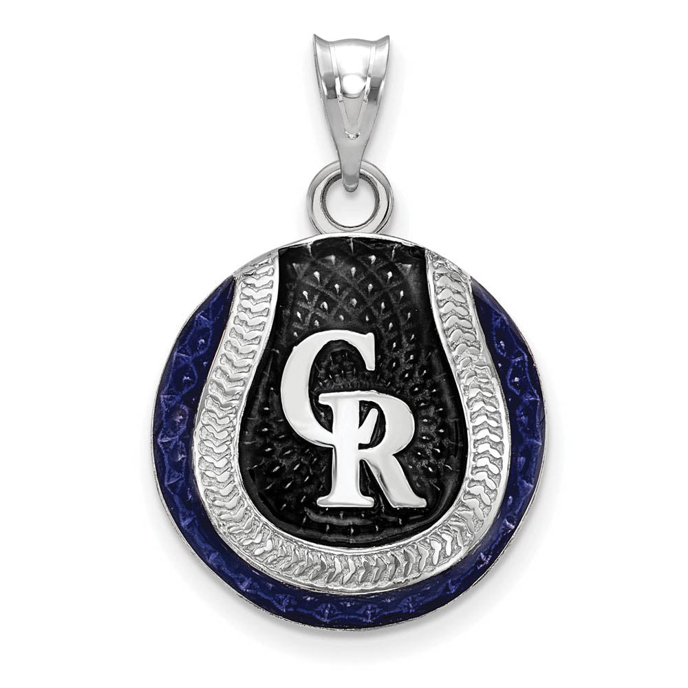 Sterling Silver MLB Colorado Rockies LG Enamel Baseball Pendant, Item P31882 by The Black Bow Jewelry Co.