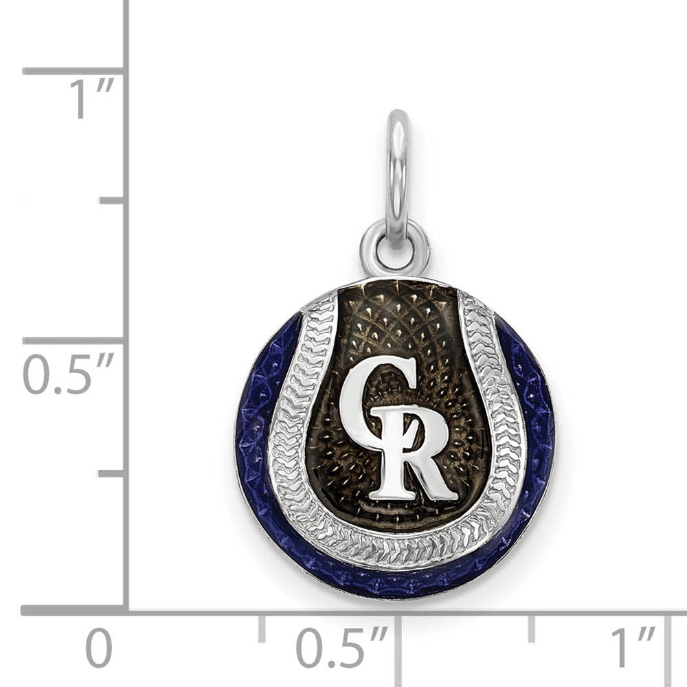 Alternate view of the Sterling Silver MLB Colorado Rockies SM Enamel Baseball Charm by The Black Bow Jewelry Co.