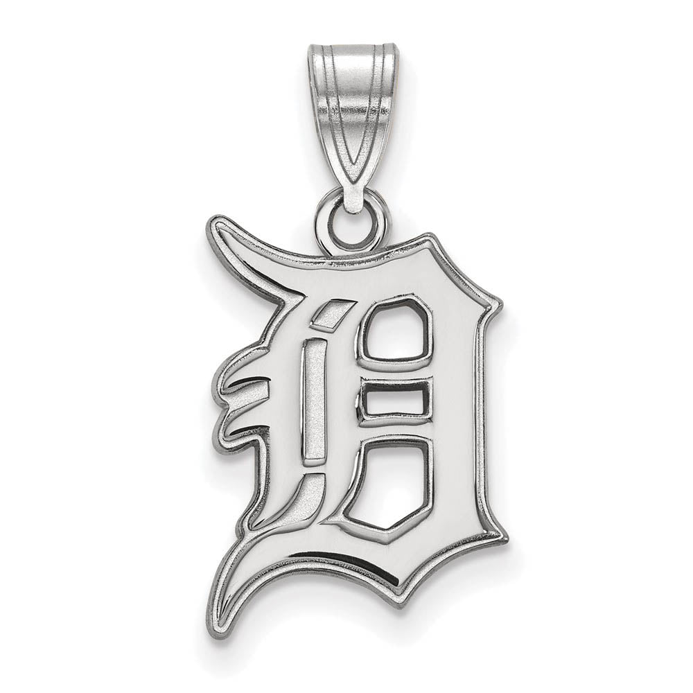 10K White Gold MLB Detroit Tigers Letter D Large Pendant, Item P31888 by The Black Bow Jewelry Co.
