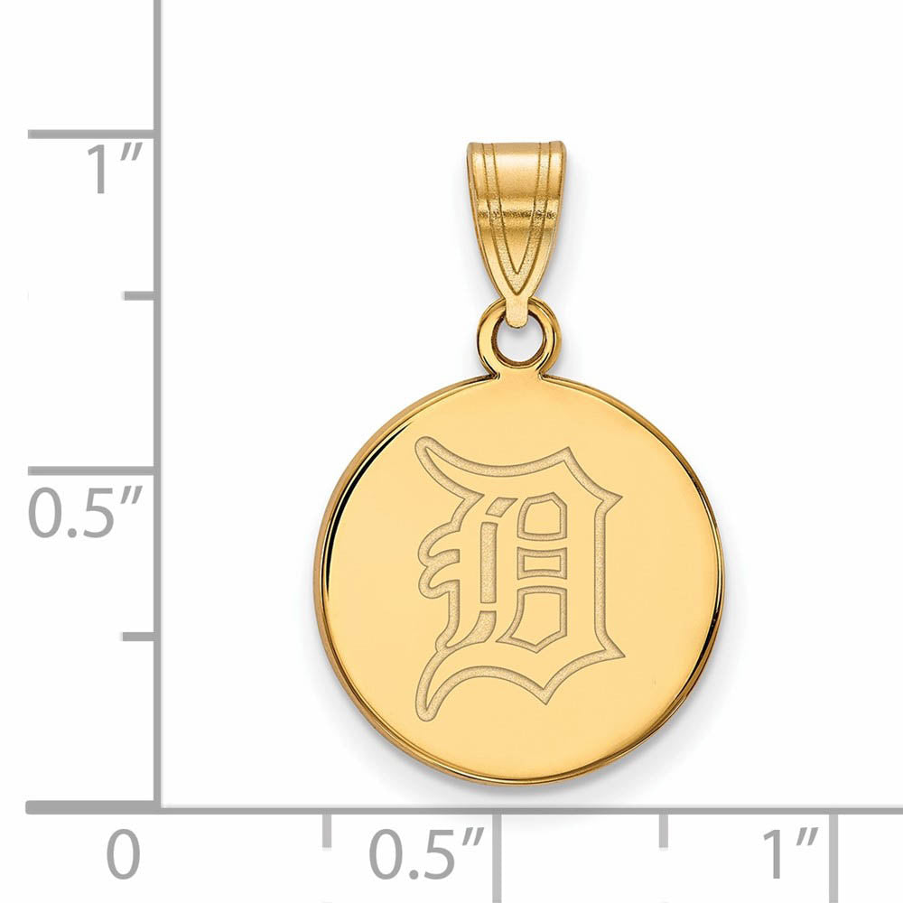 Alternate view of the 10K Yellow Gold MLB Detroit Tigers Medium Disc Pendant by The Black Bow Jewelry Co.