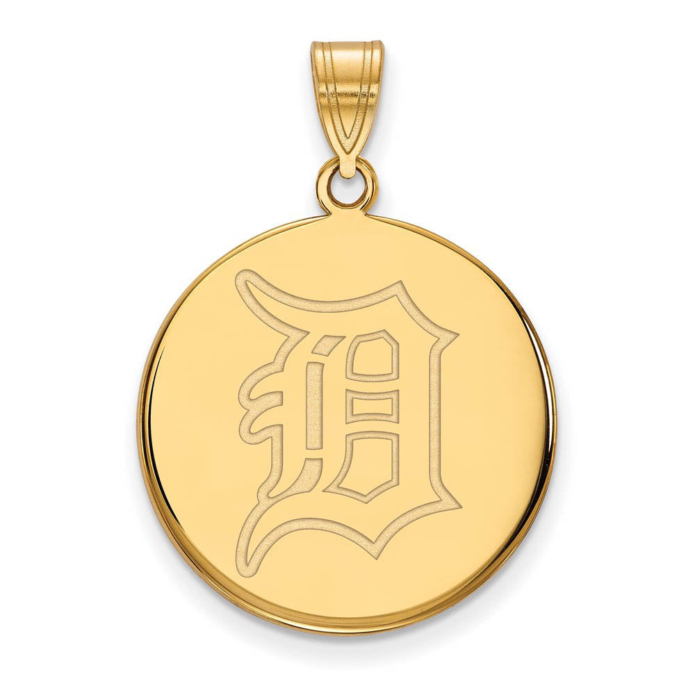 10K Yellow Gold MLB Detroit Tigers Large Disc Pendant, Item P31906 by The Black Bow Jewelry Co.